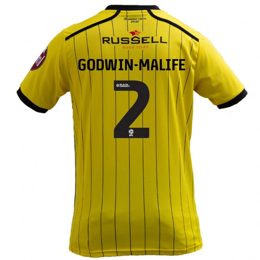 Danxen Hombre Camiseta Udoka Godwin-Malife #2 Amarillo 1ª Equipación 2024/25 La Camisa México