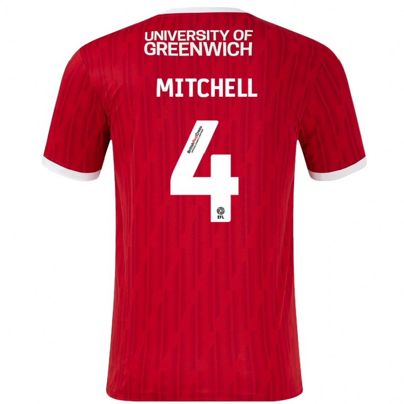 Danxen Hombre Camiseta Alex Mitchell #4 Rojo Blanco 1ª Equipación 2024/25 La Camisa México