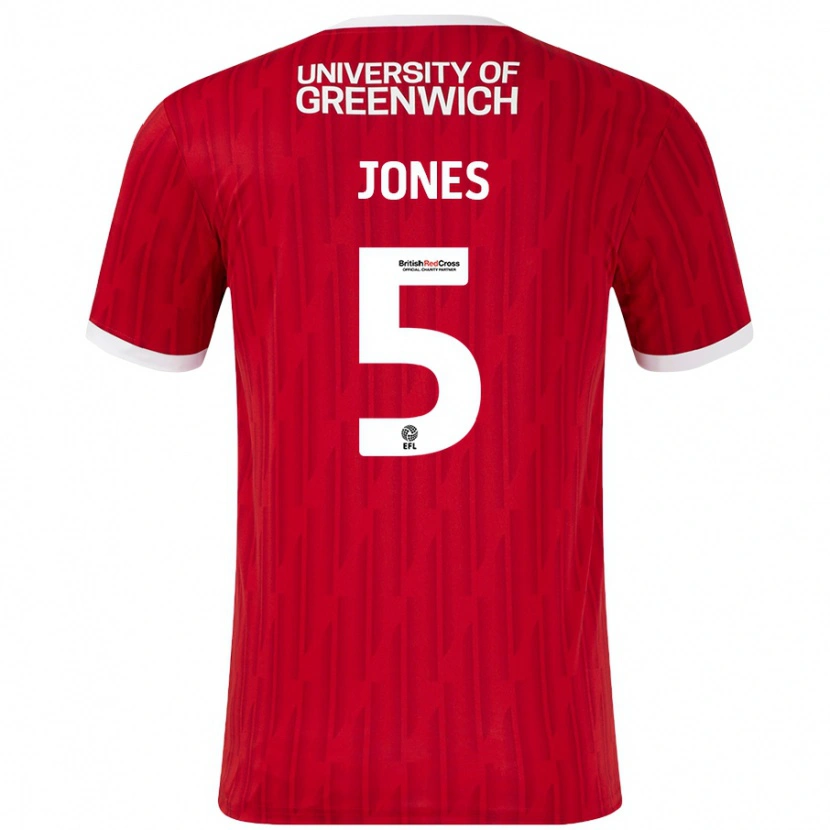 Danxen Hombre Camiseta Lloyd Jones #5 Rojo Blanco 1ª Equipación 2024/25 La Camisa México