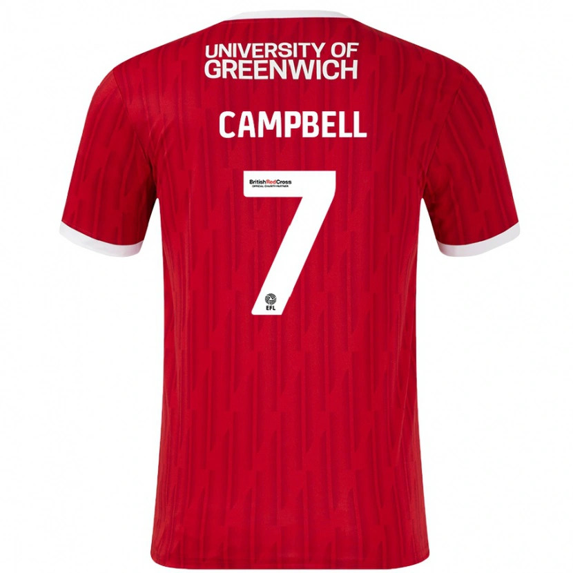 Danxen Hombre Camiseta Tyreece Campbell #7 Rojo Blanco 1ª Equipación 2024/25 La Camisa México