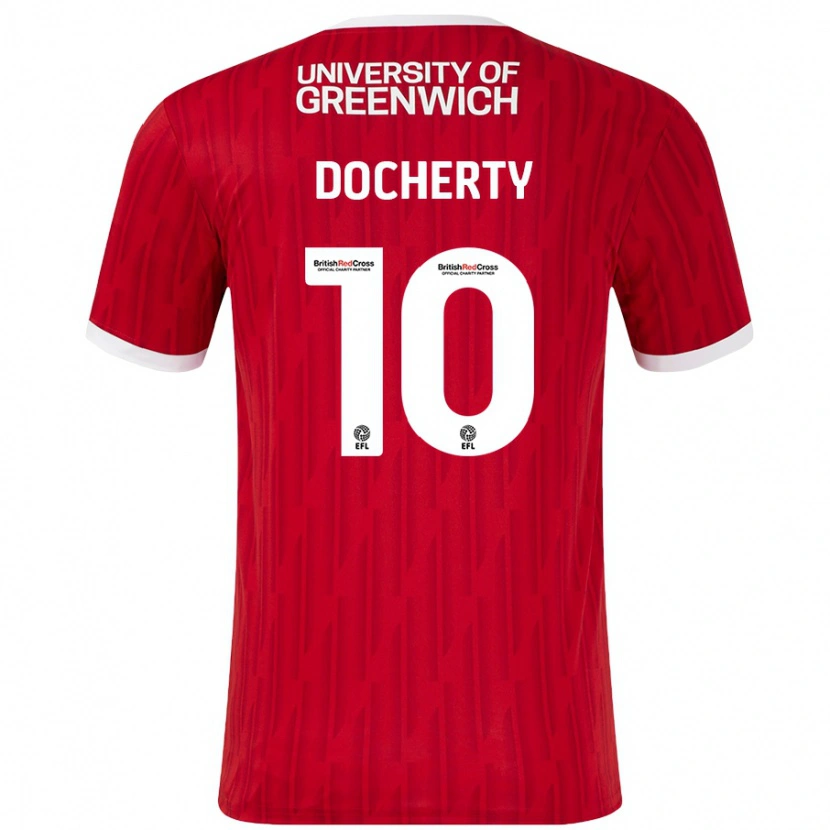 Danxen Hombre Camiseta Greg Docherty #10 Rojo Blanco 1ª Equipación 2024/25 La Camisa México