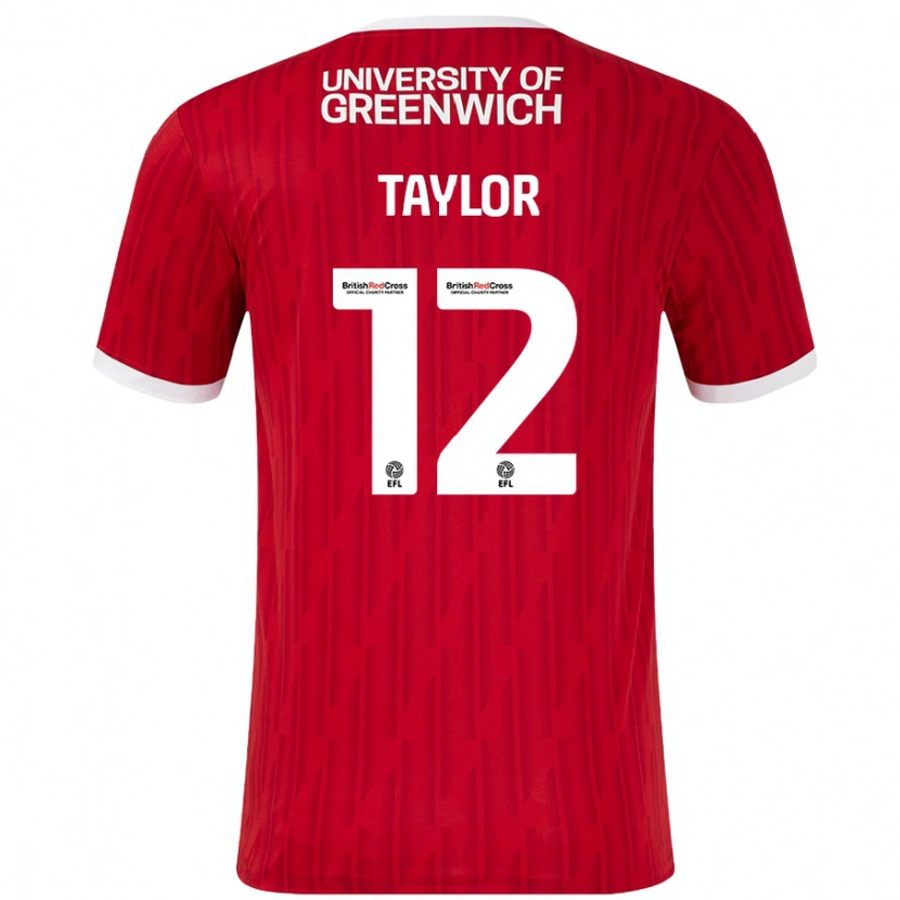 Danxen Hombre Camiseta Terry Taylor #12 Rojo Blanco 1ª Equipación 2024/25 La Camisa México