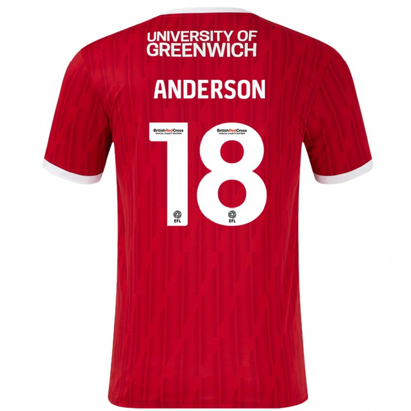 Danxen Hombre Camiseta Karoy Anderson #18 Rojo Blanco 1ª Equipación 2024/25 La Camisa México
