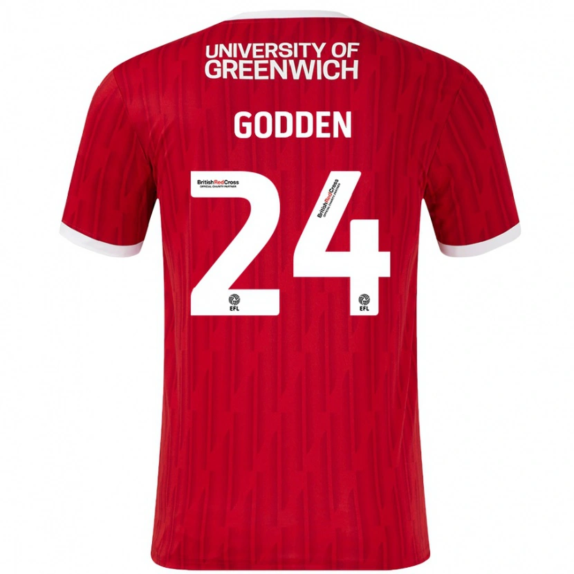 Danxen Hombre Camiseta Matty Godden #24 Rojo Blanco 1ª Equipación 2024/25 La Camisa México