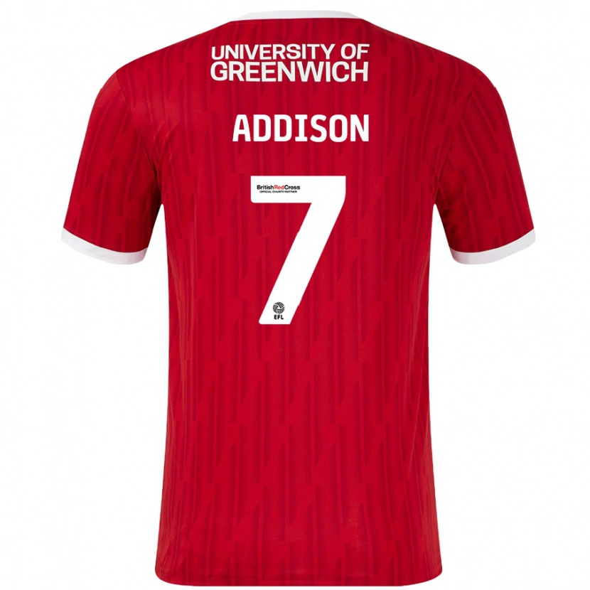 Danxen Hombre Camiseta Angela Addison #7 Rojo Blanco 1ª Equipación 2024/25 La Camisa México
