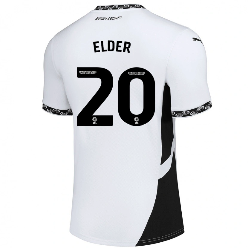 Danxen Hombre Camiseta Callum Elder #20 Blanco Negro 1ª Equipación 2024/25 La Camisa México