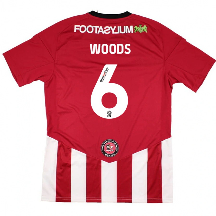 Danxen Hombre Camiseta Ryan Woods #6 Rojo Blanco 1ª Equipación 2024/25 La Camisa México
