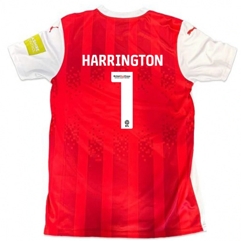 Danxen Hombre Camiseta David Harrington #1 Rojo Blanco 1ª Equipación 2024/25 La Camisa México