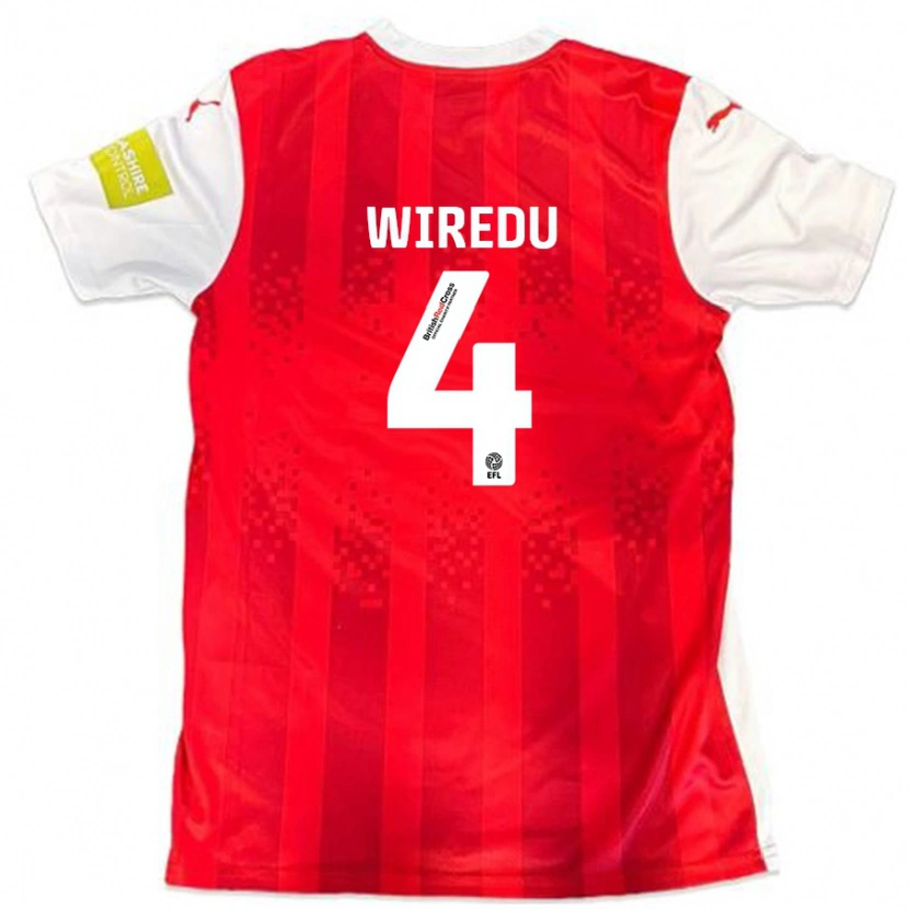 Danxen Hombre Camiseta Brendan Wiredu #4 Rojo Blanco 1ª Equipación 2024/25 La Camisa México