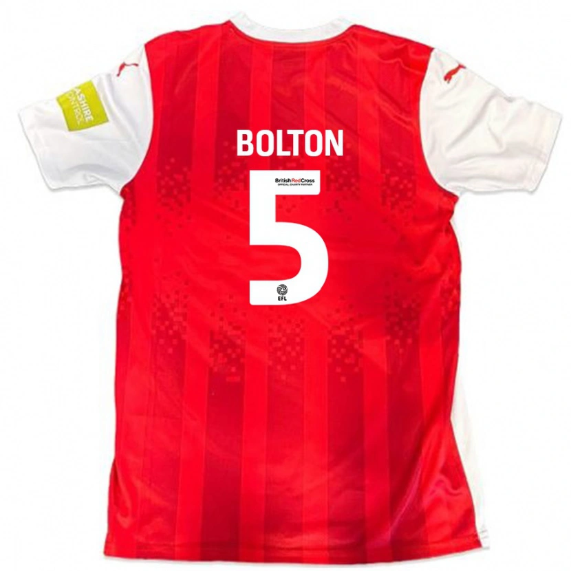 Danxen Hombre Camiseta James Bolton #5 Rojo Blanco 1ª Equipación 2024/25 La Camisa México