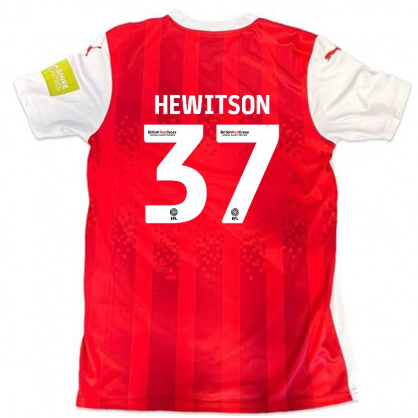 Danxen Hombre Camiseta Luke Hewitson #37 Rojo Blanco 1ª Equipación 2024/25 La Camisa México