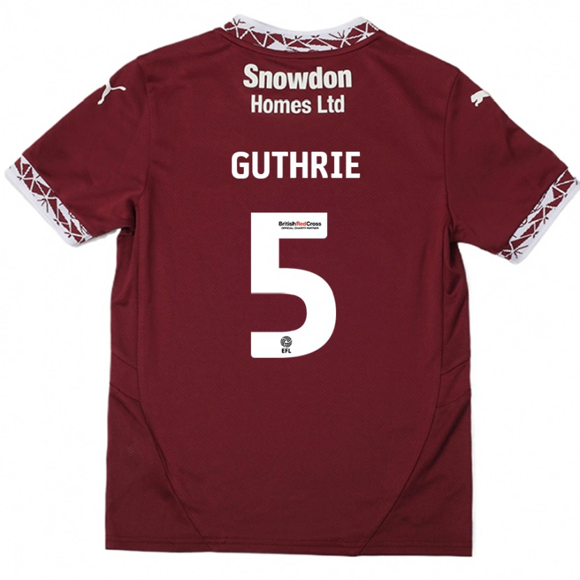 Danxen Hombre Camiseta Jon Guthrie #5 Borgoña 1ª Equipación 2024/25 La Camisa México