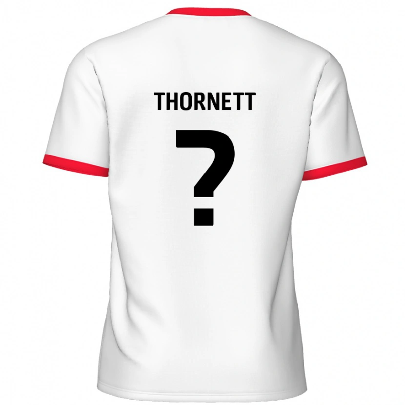 Danxen Hombre Camiseta Alfie Thornett #0 Blanco Rojo 1ª Equipación 2024/25 La Camisa México