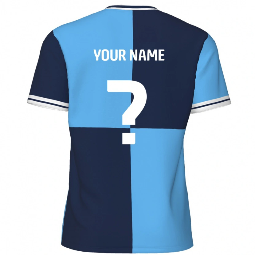 Danxen Hombre Camiseta Su Nombre #0 Azul Cielo Azul Oscuro 1ª Equipación 2024/25 La Camisa México