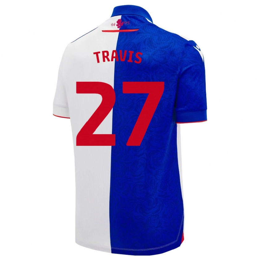 Danxen Hombre Camiseta Lewis Travis #27 Azul Cielo Blanco 1ª Equipación 2024/25 La Camisa México