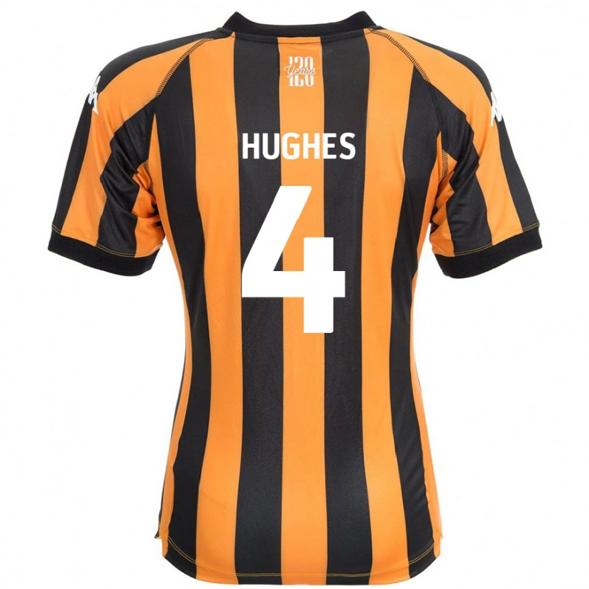 Danxen Hombre Camiseta Charlie Hughes #4 Negro Ámbar 1ª Equipación 2024/25 La Camisa México
