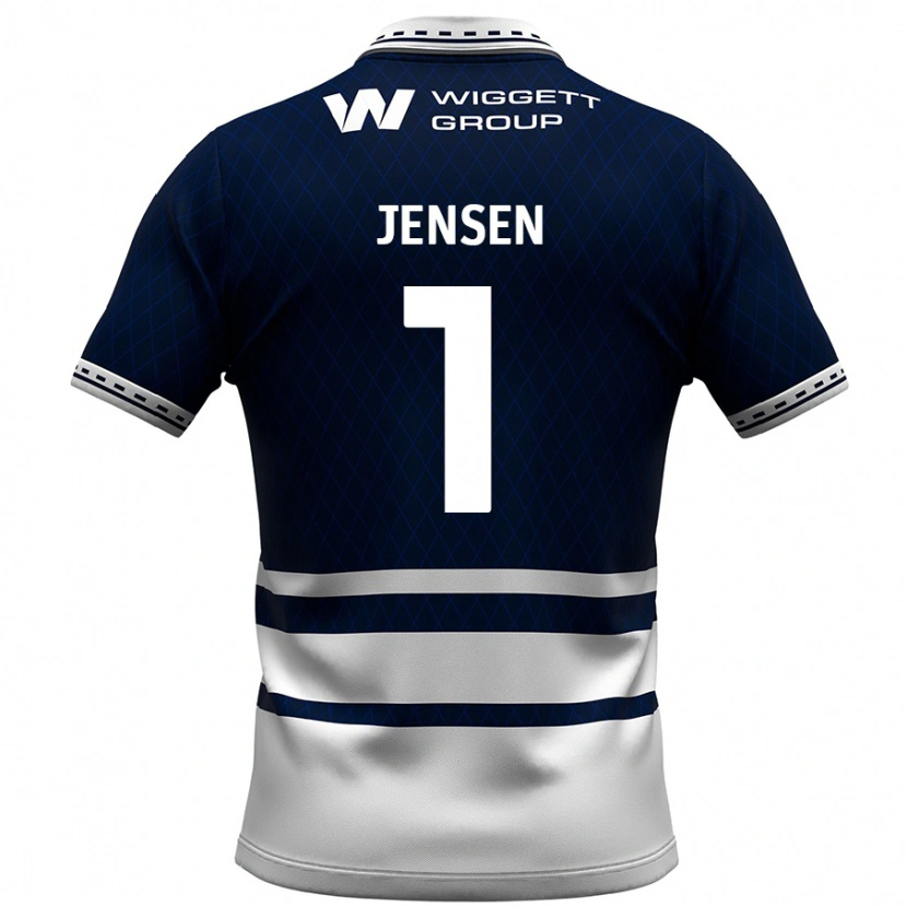 Danxen Hombre Camiseta Lukas Jensen #1 Azul Marino Blanco 1ª Equipación 2024/25 La Camisa México