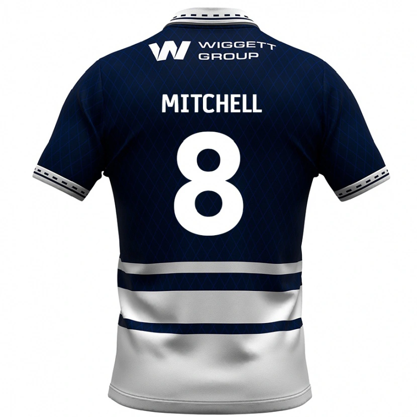 Danxen Hombre Camiseta Billy Mitchell #8 Azul Marino Blanco 1ª Equipación 2024/25 La Camisa México