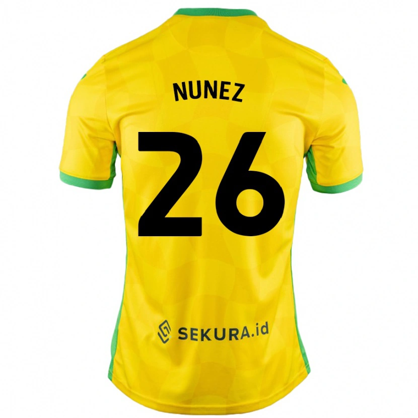 Danxen Hombre Camiseta Marcelino Núñez #26 Amarillo Verde 1ª Equipación 2024/25 La Camisa México