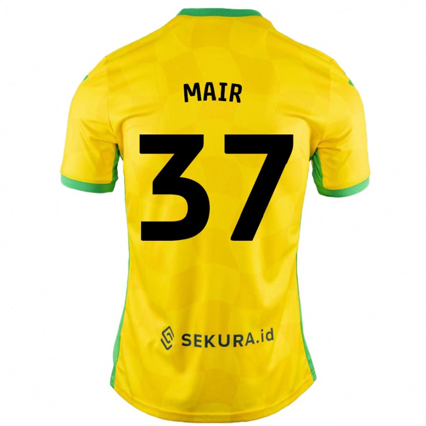 Danxen Hombre Camiseta Archie Mair #37 Amarillo Verde 1ª Equipación 2024/25 La Camisa México