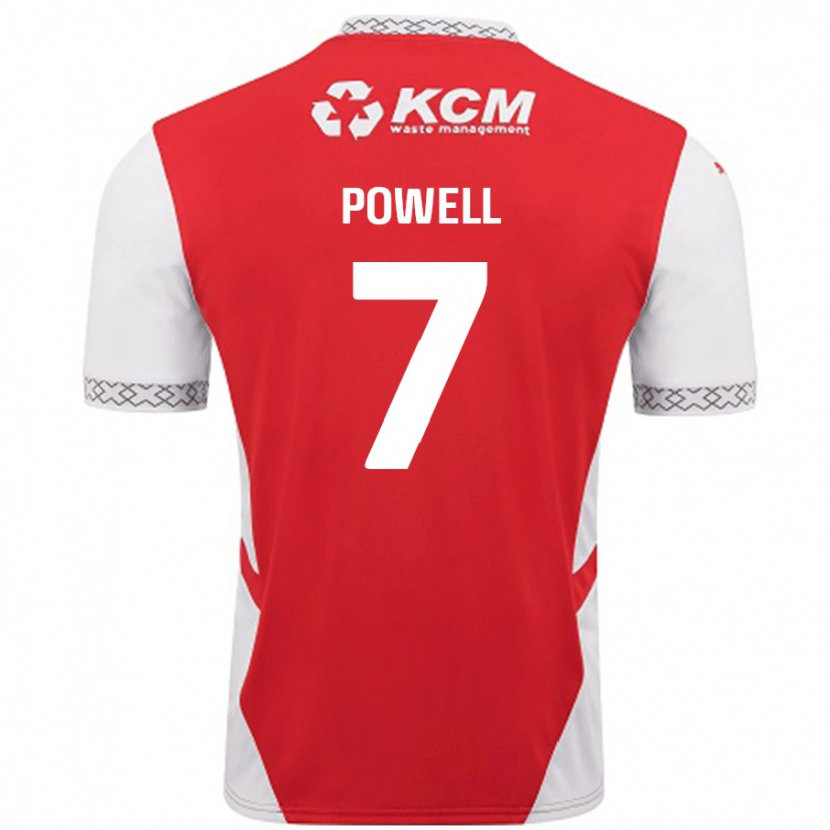 Danxen Hombre Camiseta Joe Powell #7 Rojo Blanco 1ª Equipación 2024/25 La Camisa México
