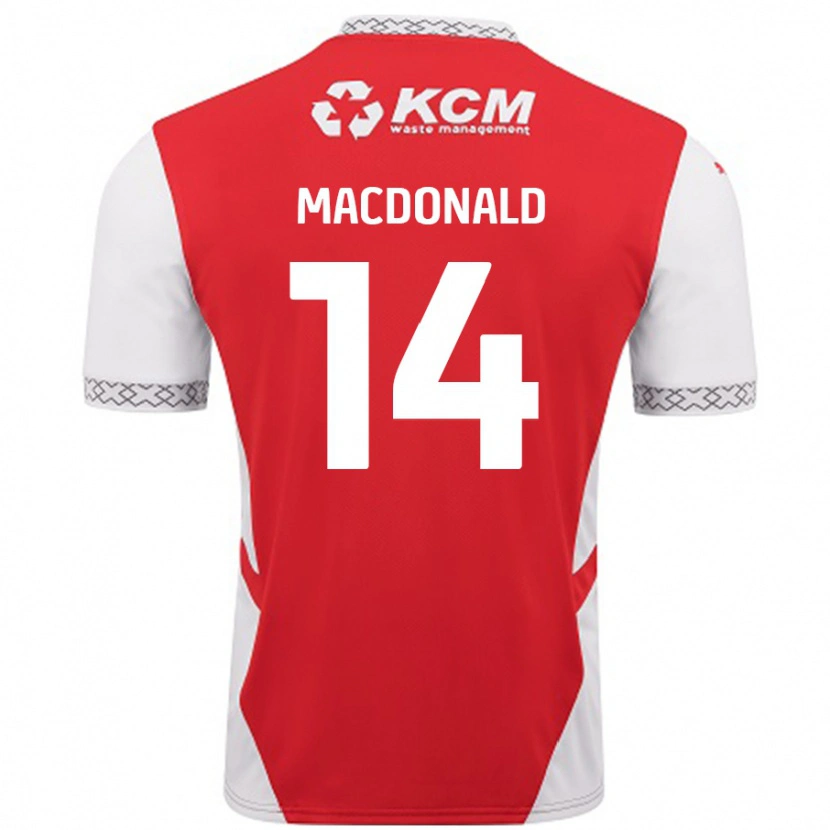 Danxen Hombre Camiseta Alex Macdonald #14 Rojo Blanco 1ª Equipación 2024/25 La Camisa México