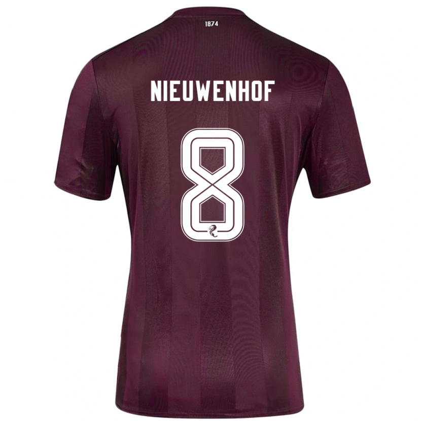 Danxen Hombre Camiseta Calem Nieuwenhof #8 Borgoña 1ª Equipación 2024/25 La Camisa México