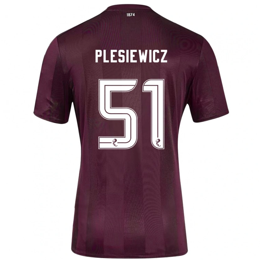 Danxen Hombre Camiseta Szymon Plesiewicz #51 Borgoña 1ª Equipación 2024/25 La Camisa México