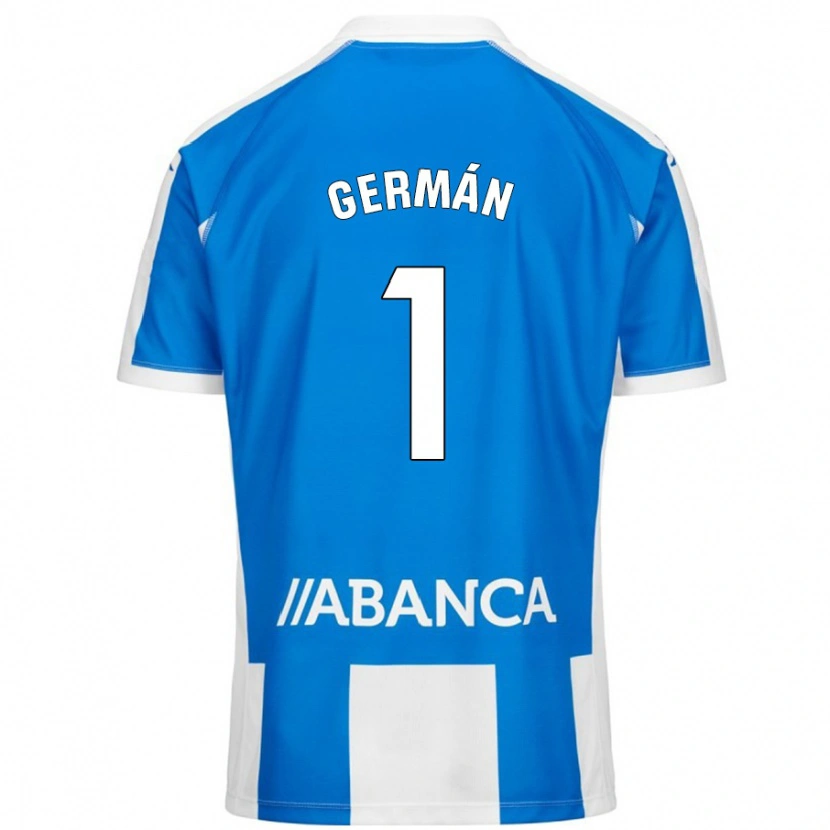 Danxen Hombre Camiseta Germán Parreño #1 Azul Blanco 1ª Equipación 2024/25 La Camisa México