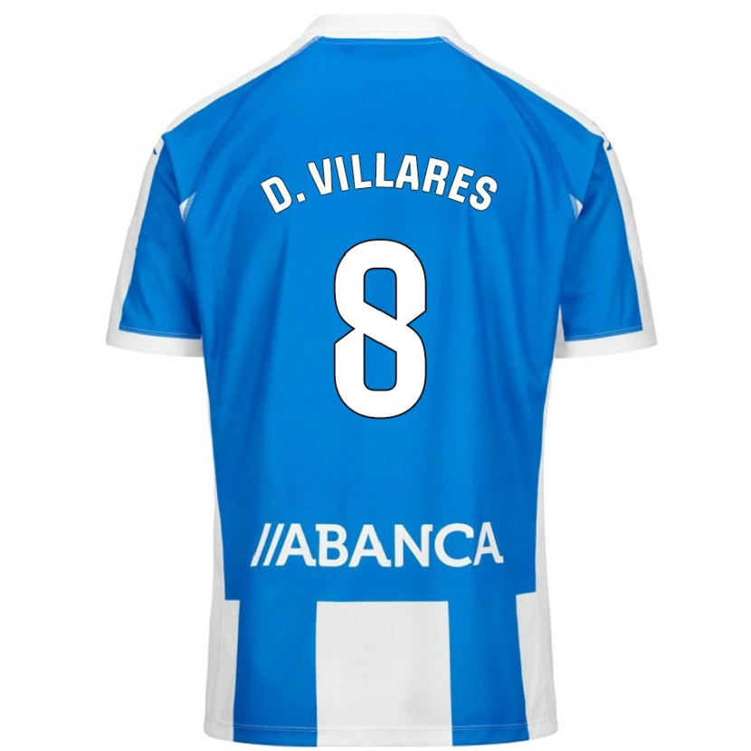Danxen Hombre Camiseta Diego Villares #8 Azul Blanco 1ª Equipación 2024/25 La Camisa México