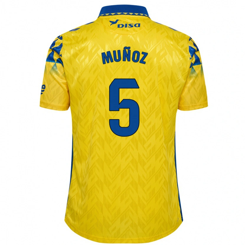 Danxen Hombre Camiseta Javi Muñoz #5 Amarillo Azul 1ª Equipación 2024/25 La Camisa México
