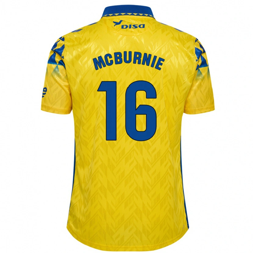 Danxen Hombre Camiseta Oli Mcburnie #16 Amarillo Azul 1ª Equipación 2024/25 La Camisa México