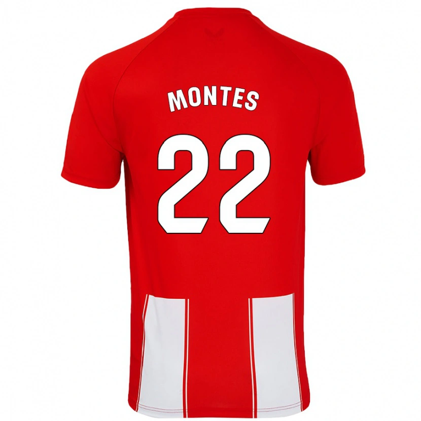Danxen Hombre Camiseta César Montes #22 Rojo Blanco 1ª Equipación 2024/25 La Camisa México