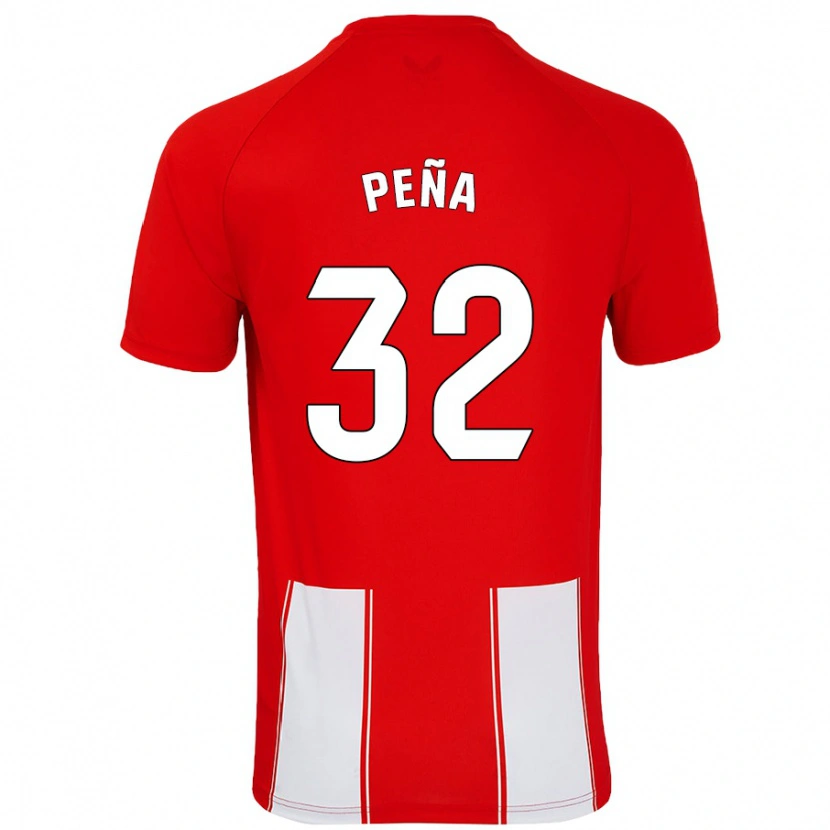 Danxen Hombre Camiseta Marcos Peña #32 Rojo Blanco 1ª Equipación 2024/25 La Camisa México