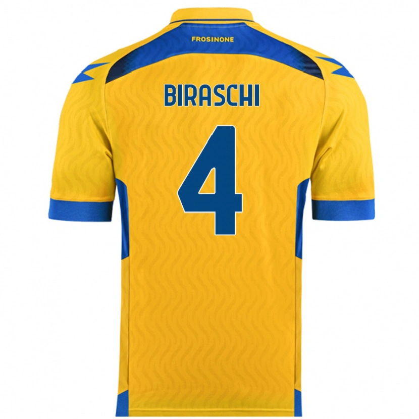 Danxen Hombre Camiseta Davide Biraschi #4 Amarillo 1ª Equipación 2024/25 La Camisa México