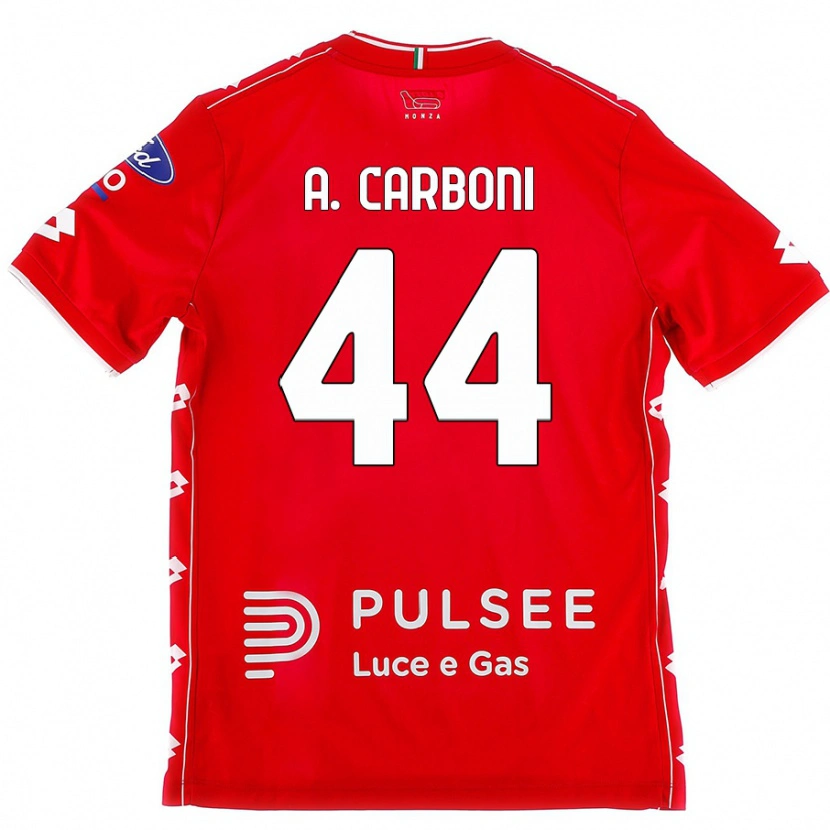 Danxen Hombre Camiseta Andrea Carboni #44 Rojo Blanco 1ª Equipación 2024/25 La Camisa México