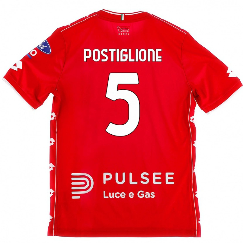 Danxen Hombre Camiseta Nicolò Postiglione #5 Rojo Blanco 1ª Equipación 2024/25 La Camisa México
