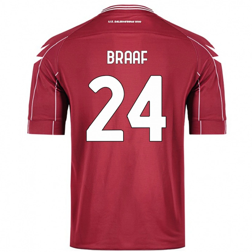 Danxen Hombre Camiseta Jayden Braaf #24 Borgoña 1ª Equipación 2024/25 La Camisa México