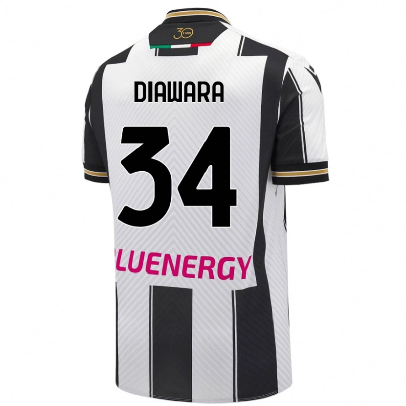 Danxen Hombre Camiseta Sekou Diawara #34 Blanco Negro 1ª Equipación 2024/25 La Camisa México