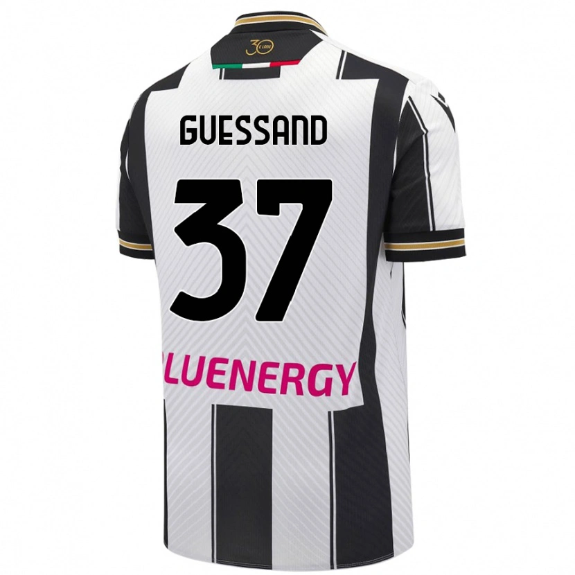 Danxen Hombre Camiseta Axel Guessand #37 Blanco Negro 1ª Equipación 2024/25 La Camisa México