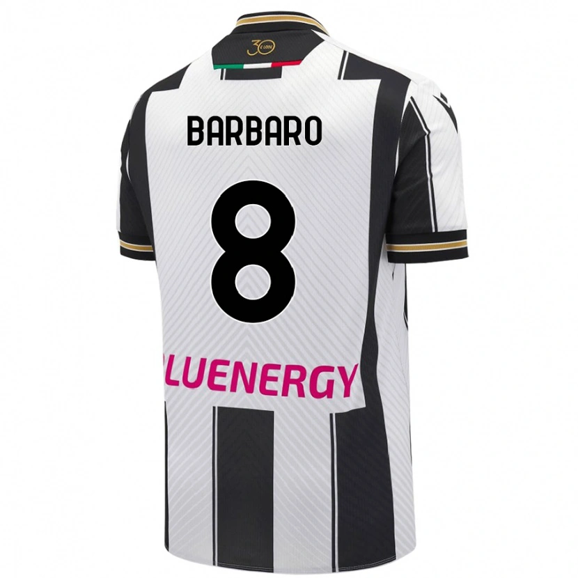 Danxen Hombre Camiseta Elia Barbaro #8 Blanco Negro 1ª Equipación 2024/25 La Camisa México
