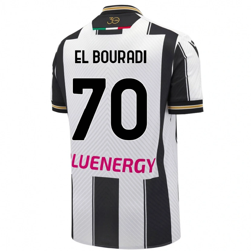 Danxen Hombre Camiseta Walid El Bouradi #70 Blanco Negro 1ª Equipación 2024/25 La Camisa México