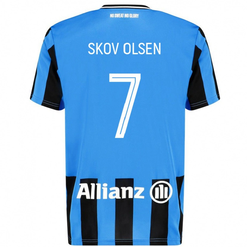 Danxen Hombre Camiseta Andreas Skov Olsen #7 Azul Cielo Negro 1ª Equipación 2024/25 La Camisa México