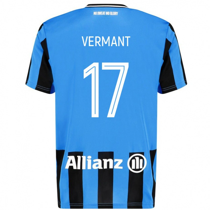 Danxen Hombre Camiseta Romeo Vermant #17 Azul Cielo Negro 1ª Equipación 2024/25 La Camisa México