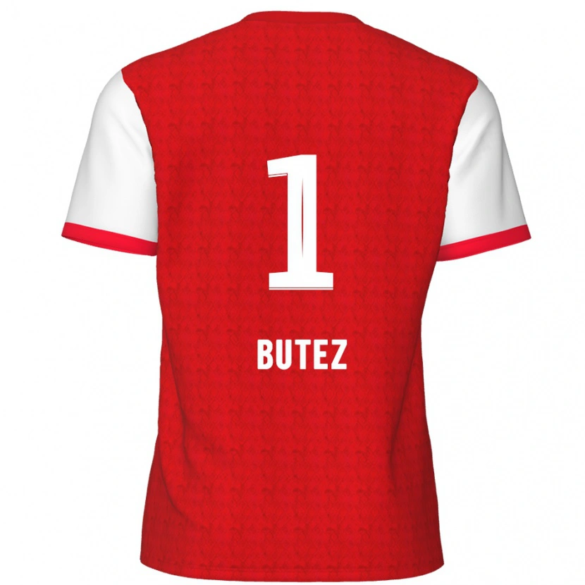 Danxen Hombre Camiseta Jean Butez #1 Rojo Blanco 1ª Equipación 2024/25 La Camisa México