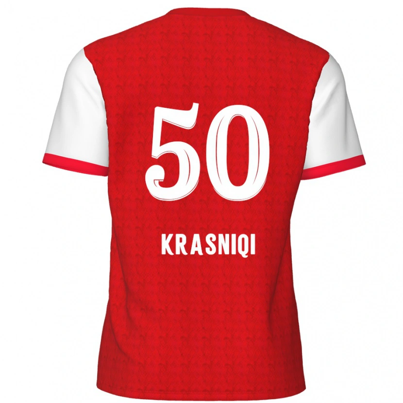 Danxen Hombre Camiseta Laurit Krasniqi #50 Rojo Blanco 1ª Equipación 2024/25 La Camisa México