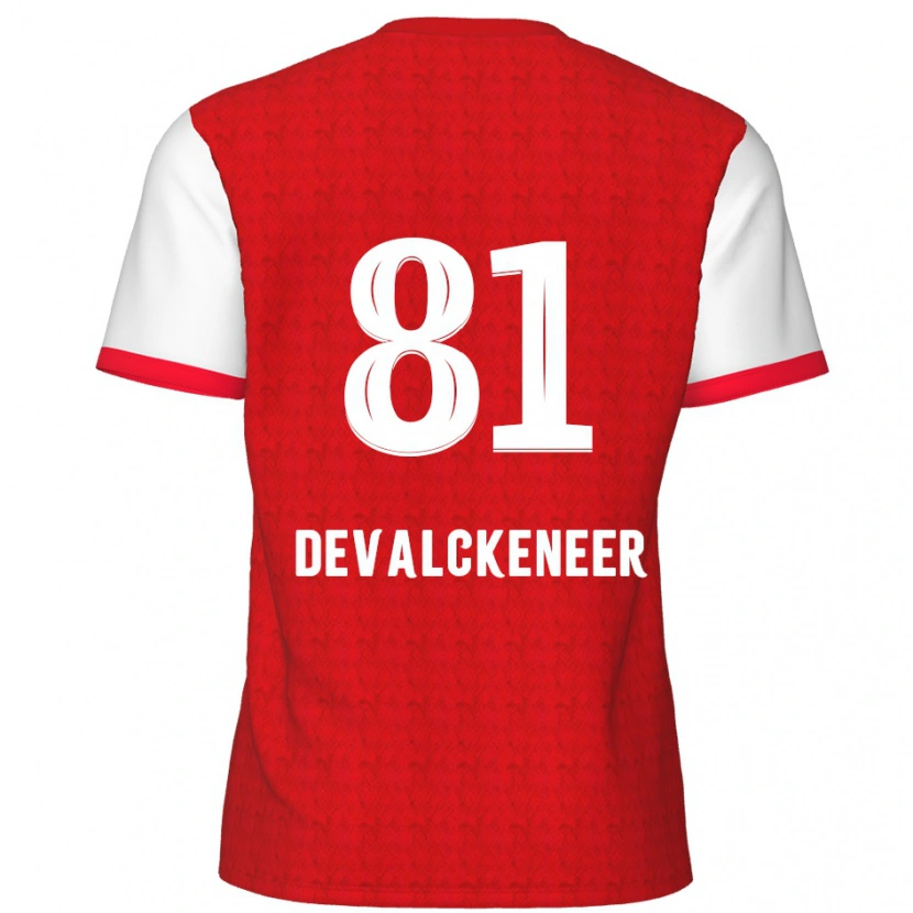 Danxen Hombre Camiseta Niels Devalckeneer #81 Rojo Blanco 1ª Equipación 2024/25 La Camisa México