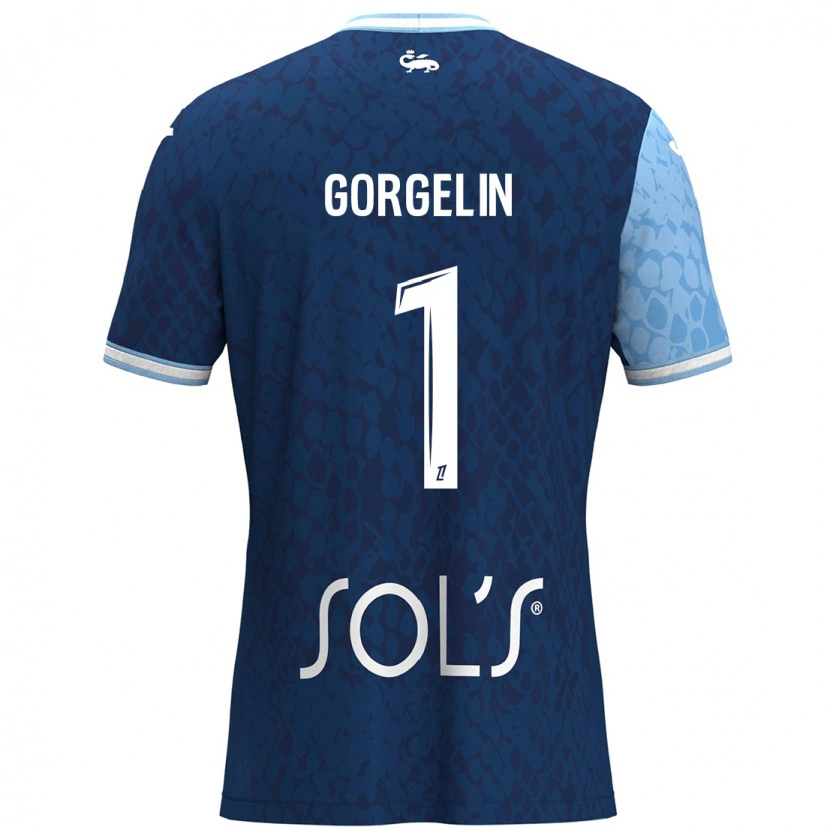 Danxen Hombre Camiseta Mathieu Gorgelin #1 Azul Cielo Azul Oscuro 1ª Equipación 2024/25 La Camisa México