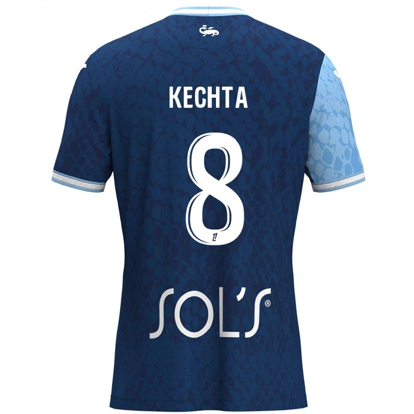 Danxen Hombre Camiseta Yassine Kechta #8 Azul Cielo Azul Oscuro 1ª Equipación 2024/25 La Camisa México