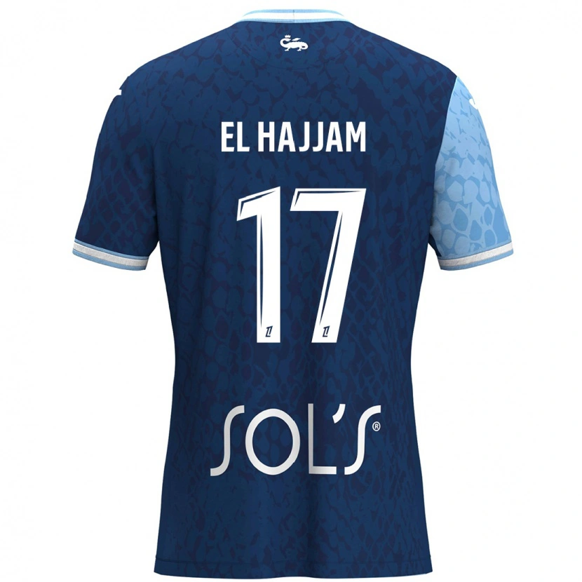 Danxen Hombre Camiseta Oualid El Hajjam #17 Azul Cielo Azul Oscuro 1ª Equipación 2024/25 La Camisa México